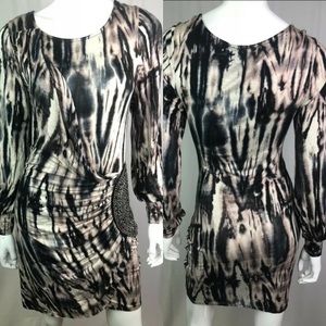Sao Paulo Beaded Stretch Ruched Tie Dye Dress